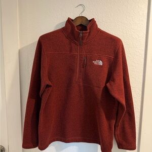 The North Face Men's Zip Up Sweater in Rust Red